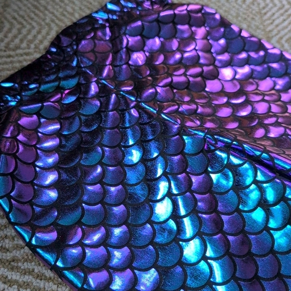 New Shiny Blue Purple Mermaid Bell-Bottoms Leggings Pants Halloween Costume 5T - Picture 5 of 6